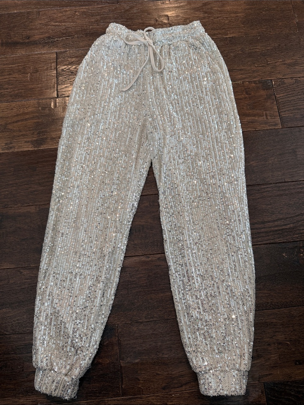 Aqua Silver Sequin Kids Jogger Sweatpants